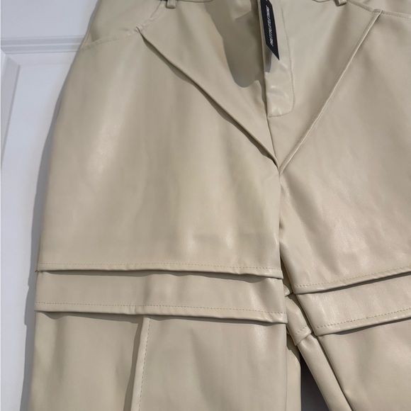 PrettyLittleThing Faux Leather Cream Pants - NWT - Picture 3 of 8